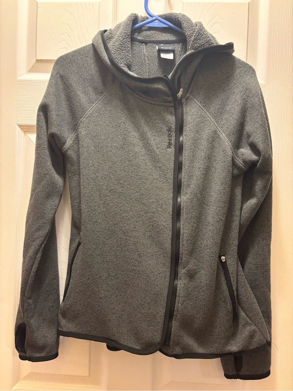 Reebok Dark Gray Hooded Zip-Up Fleece Jacket